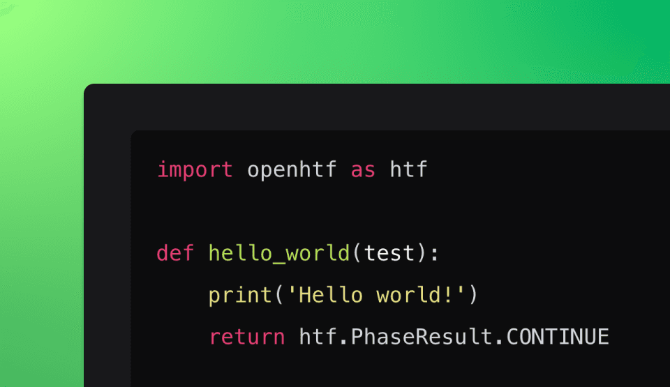 Header of the OpenHTF documentation showing Attachments details and integration with TofuPilot.